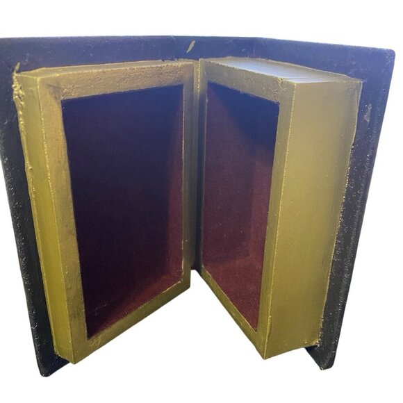 Faux Book Decorative Storage Box Holy Bible King James Velvet Lined  6"x4"x2" - Picture 5 of 14